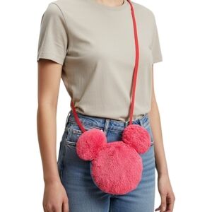 Disney Parks Mickey Mouse Icon Plush Crossbody Bag Neon Red Blue